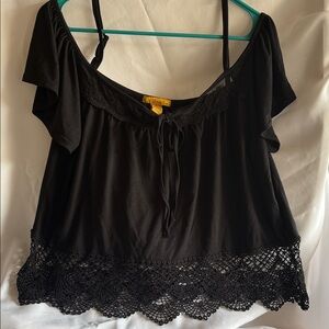 Finesse Black Crochet Hem Blouse